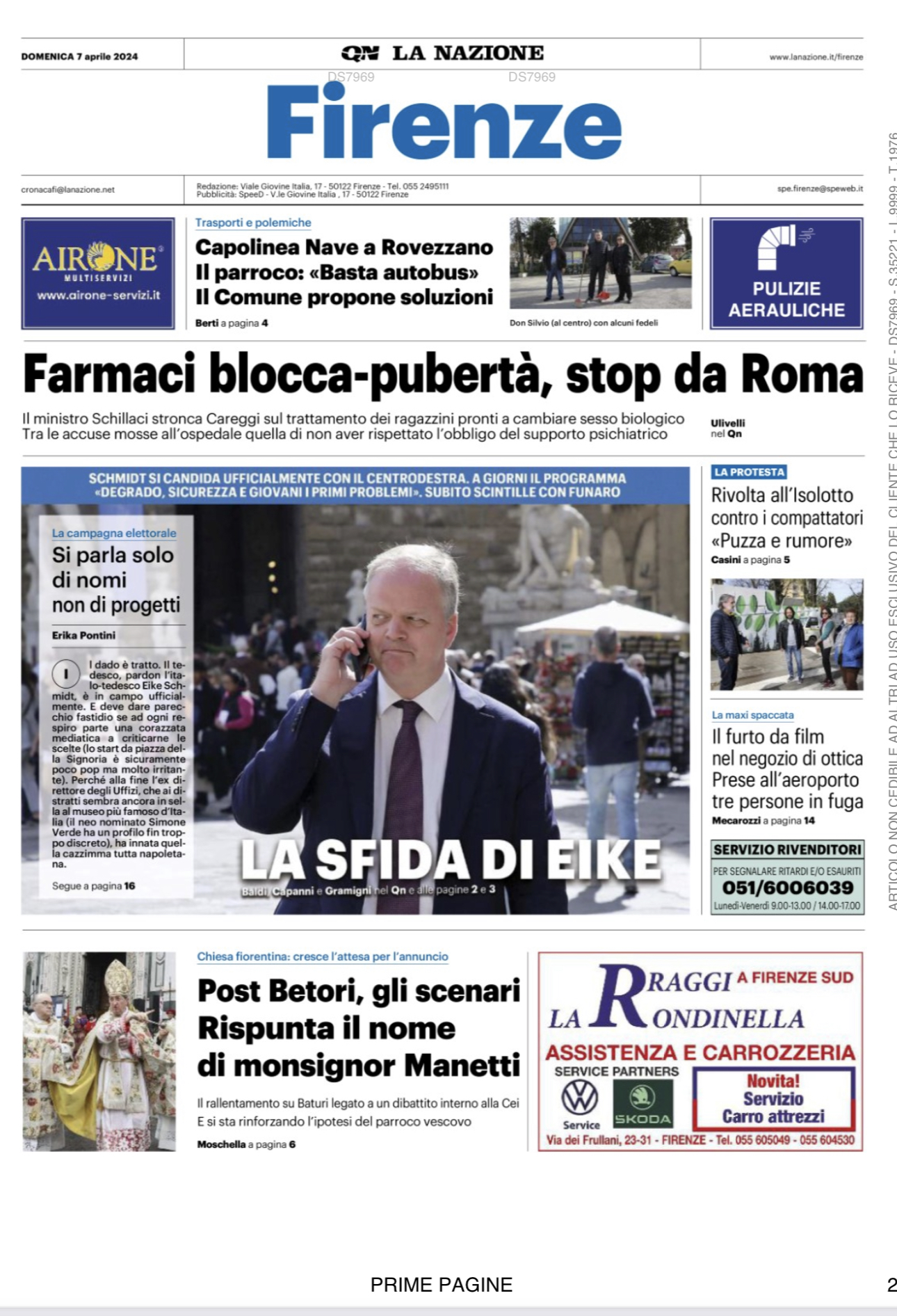 Rassegna stampa della conferenza stampa di ieri di Eike Schmidt: ‘Ci Sto, mi candidato!’